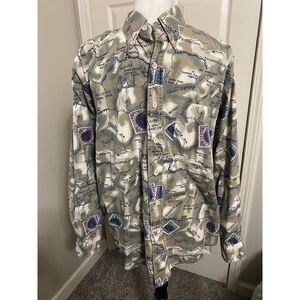 GANT Salty Dog Roughweather‎ Shirt Map Print Button-Down L Men's Casual